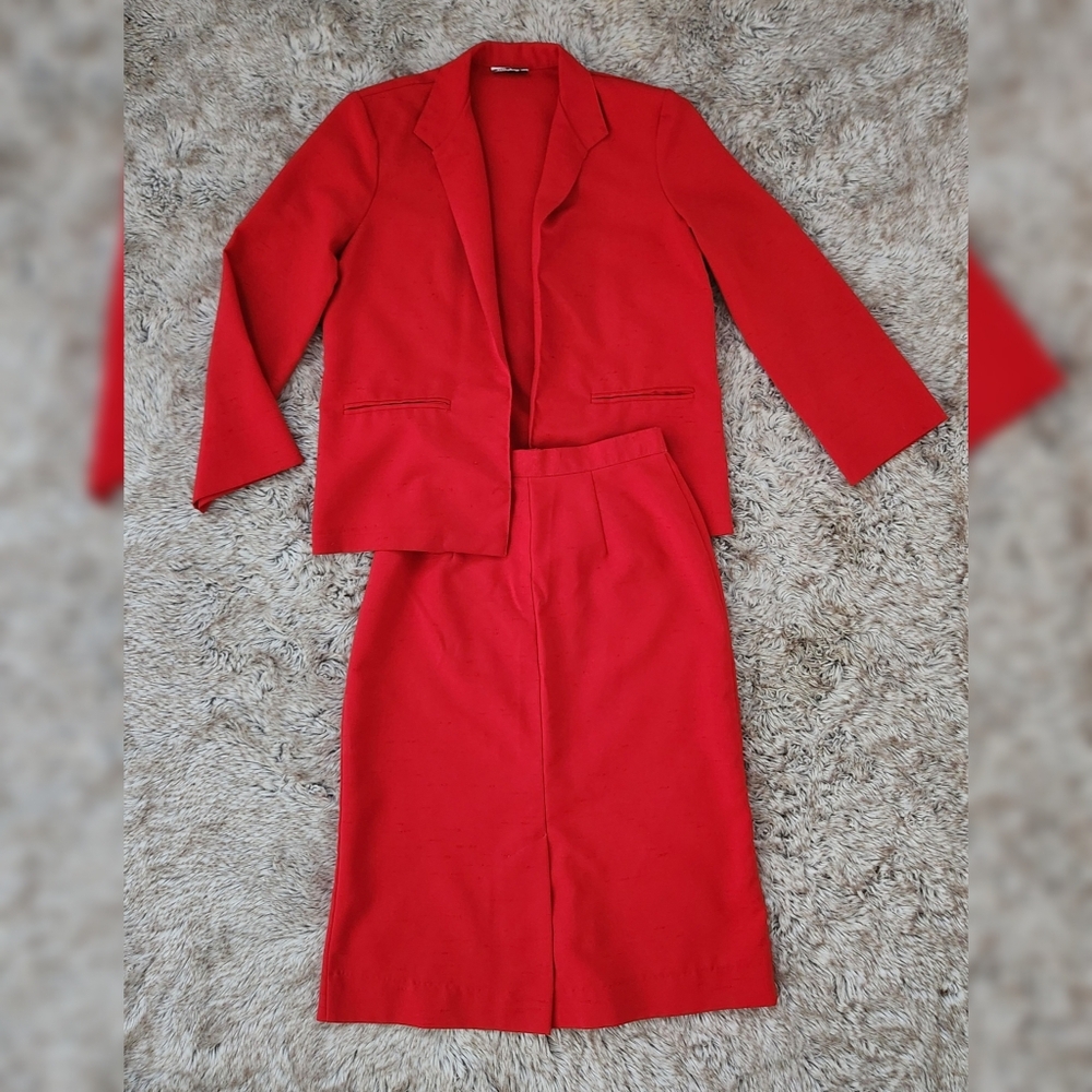 Vintage Corey‎ Lynn 2 Piece Skirt Suit Red Women's Size 12